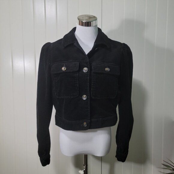 Boden Black Corduroy Cropped Friends Gilmore Y2k Dark Academia Trucker Jacket - Picture 7 of 12